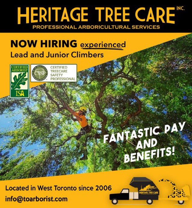 Join the team! We’re hiring Junior and Lead Climbers to be a part of our jam-packed Fall/Early Winter season here at Heritage Tree Care. DM with interest or send resumes/a note to the email below!