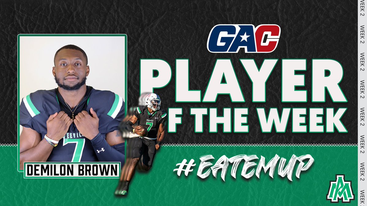 AIN'T NOTHIN MORE EVIL! 🔥

Congratulations to <a href="/WeevilFootball/">UAM Football</a> QB Demilon Brown for being the <a href="/GACAthletics/">#TheGAC</a> Week 2⃣ Co-Player of the Week!

#EatEmUp
