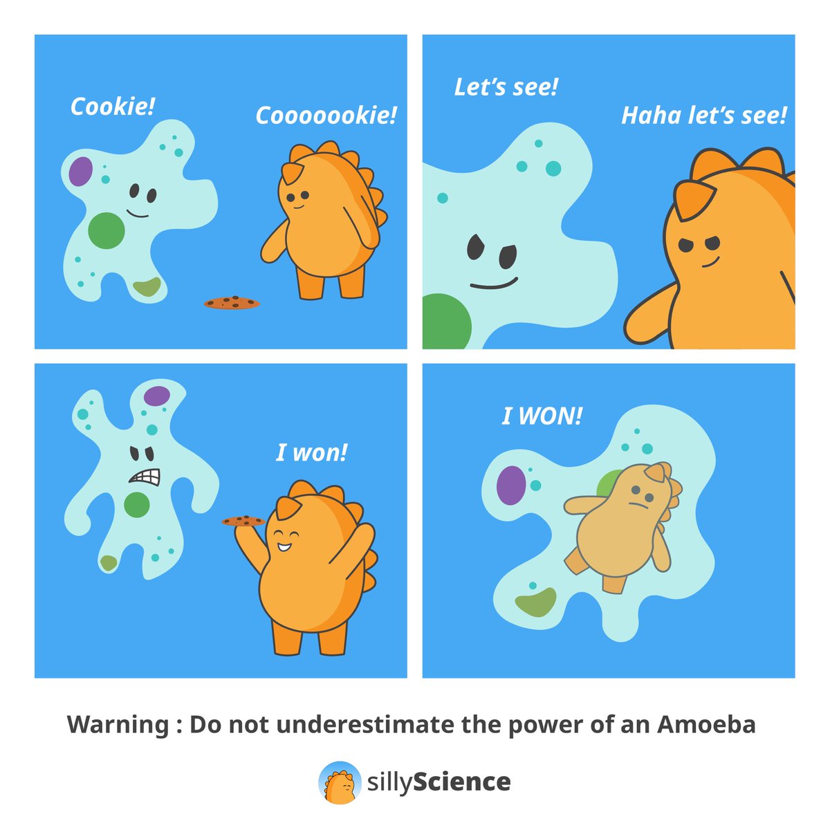 SillyScienceIN's tweet photo. Move away, here comes Amoeba. #staysilly 

#MondayMood #sciencecomic #sillyscience #science #funcomics #visualization https://t.co/Akr3ugPFW9
