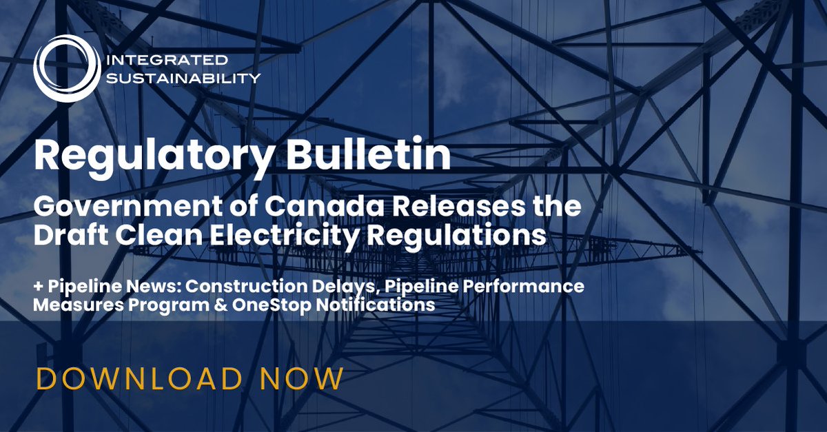 The August Regulatory Bulletin has been released.
Download it now to learn more about the release of the Draft Clean Electricity Regulations, pipeline industry updates, #climateaction initiatives, and #policyupdates from across Canada.

👉 bit.ly/3PdUisX

#regulatory