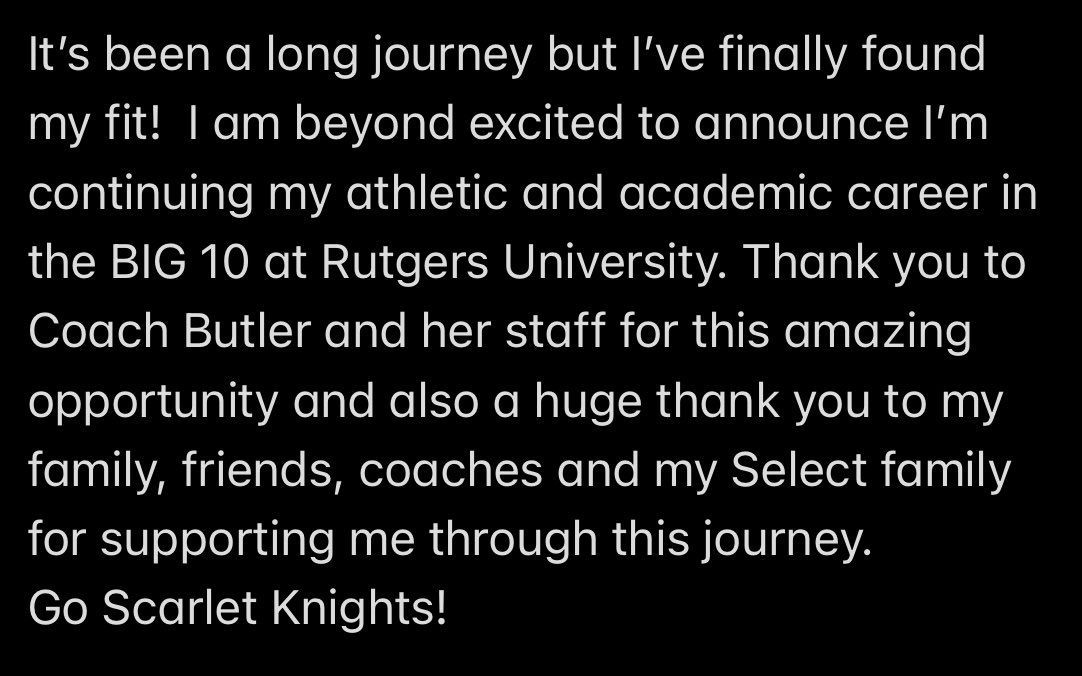 Everybody’s journey is different. Trust the process!
Go Scarlet Knights!
