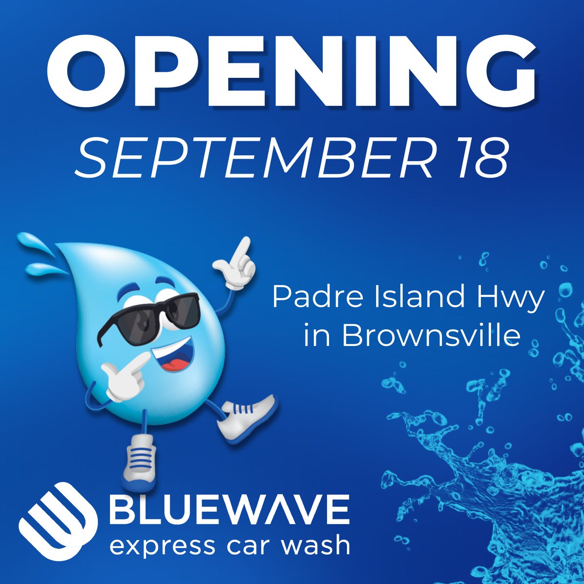 Get read to have your car washed! This September 18 our newest #BlueWaveExpress location will open in #BrownsvilleTX on E Padre Island Hwy at 7A!
Follow our page for upcoming updates for #grandopening discounts and promotions!
bluewaveexpress.com
#carwash #unlimitedwashes