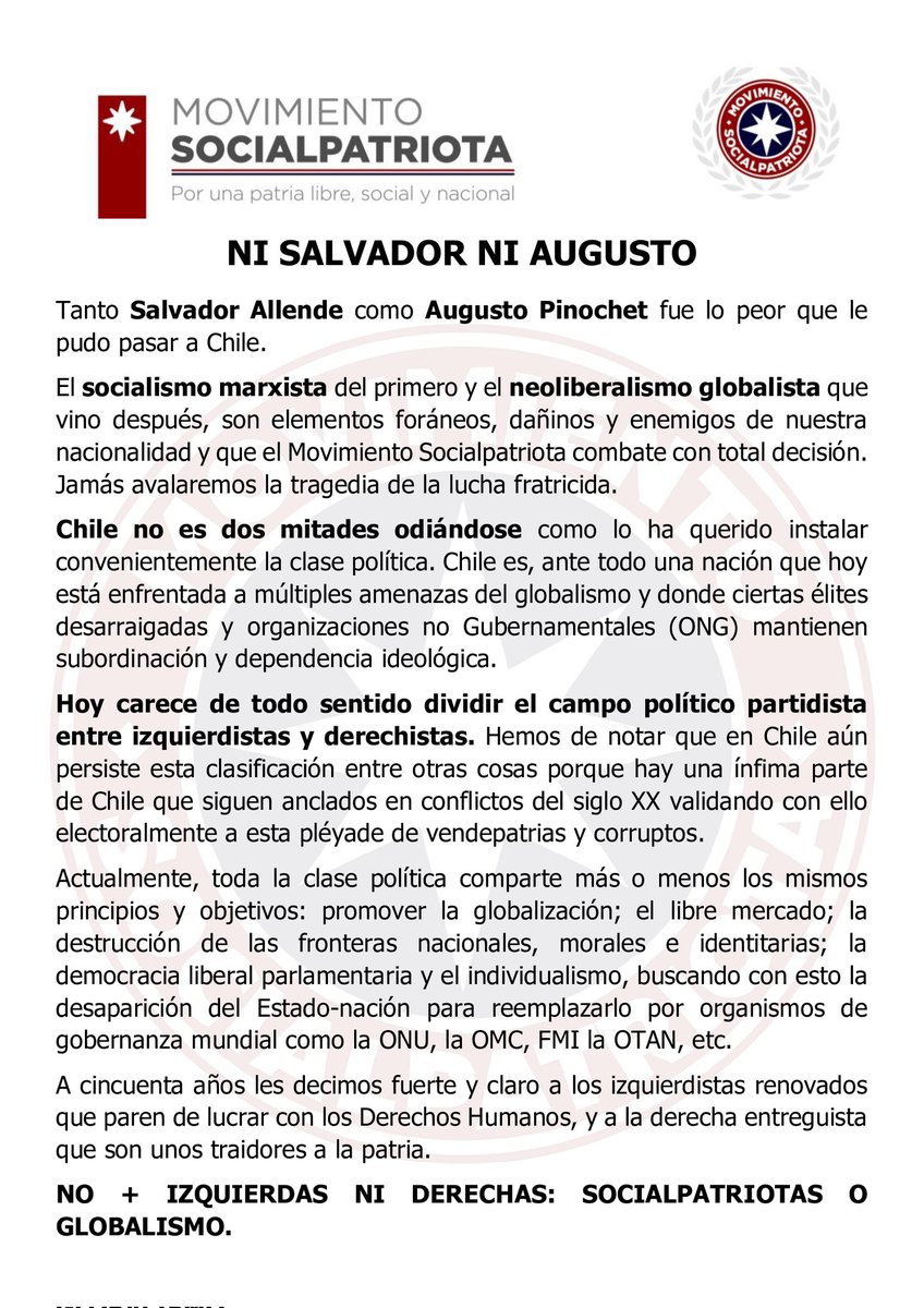 Comunicado por el #11Septiembre Chile y su gente está por encima de todo!! #SocialPatriotas