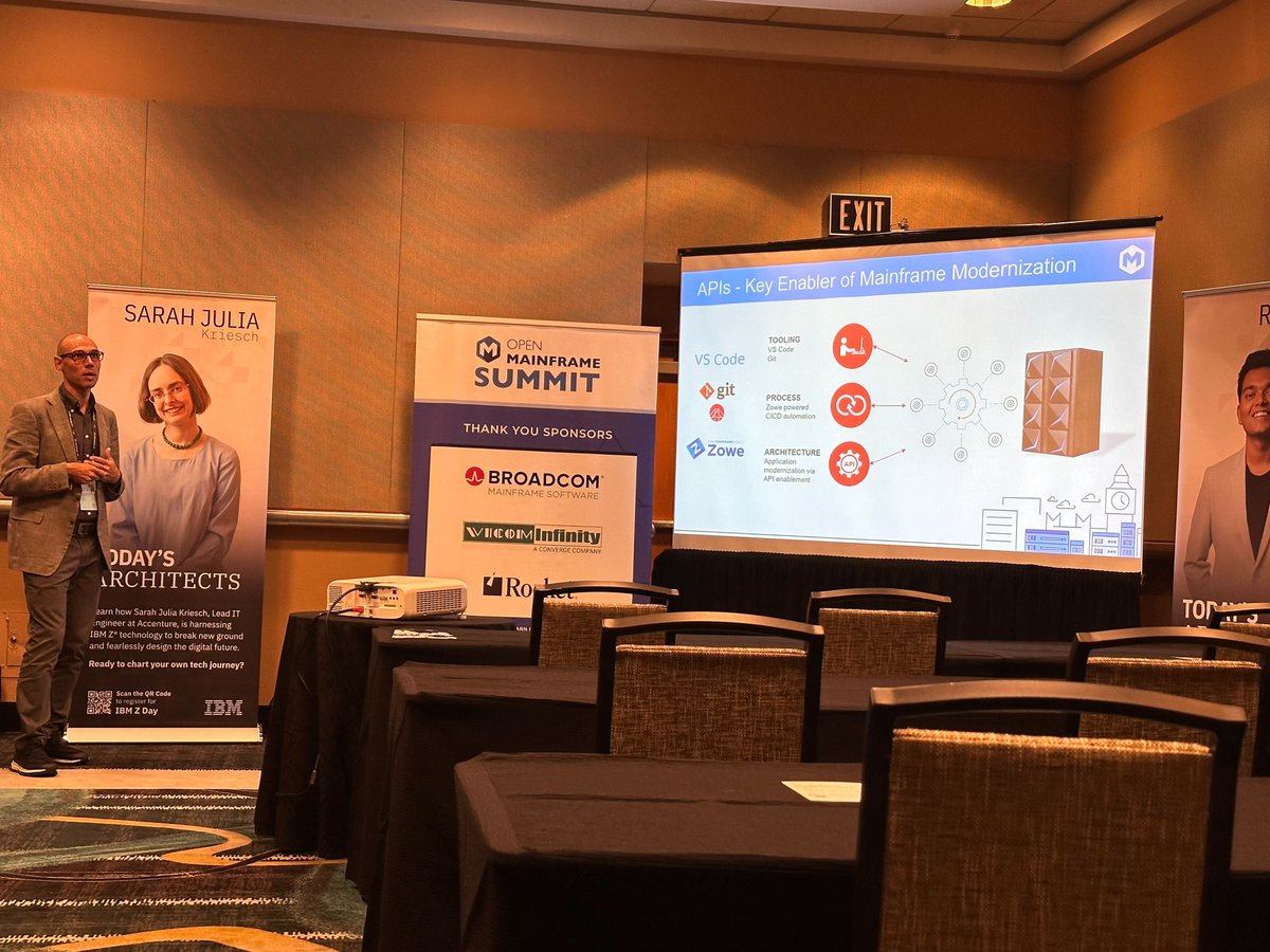 OpenMFProject's tweet image. API's are a key enabler of #MainframeModernization -  @BroadcomMSD's @elliotjalley at #OpenMainframeSummit @OpenMFProject @ibmCommunity #IBMTechxchange #opensource #Zowe