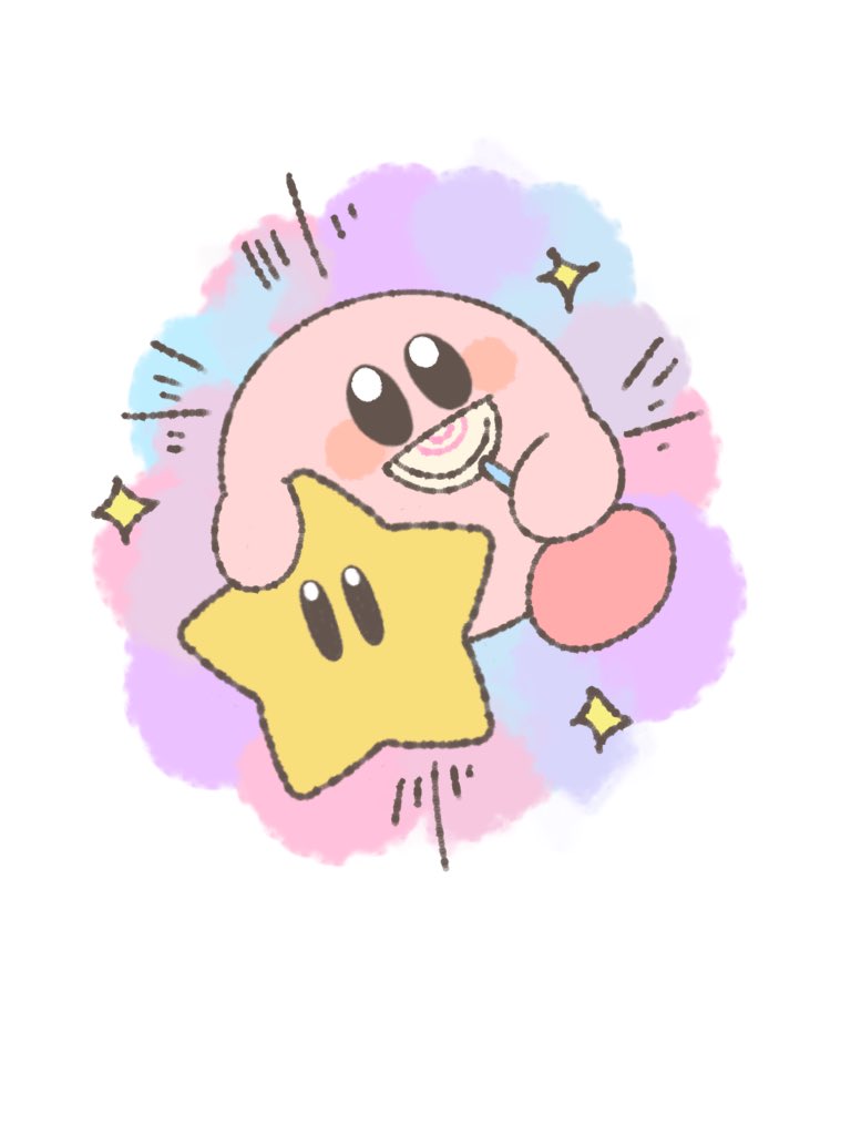 kirby lollipop candy food no humans star (symbol) sparkle solo  illustration images