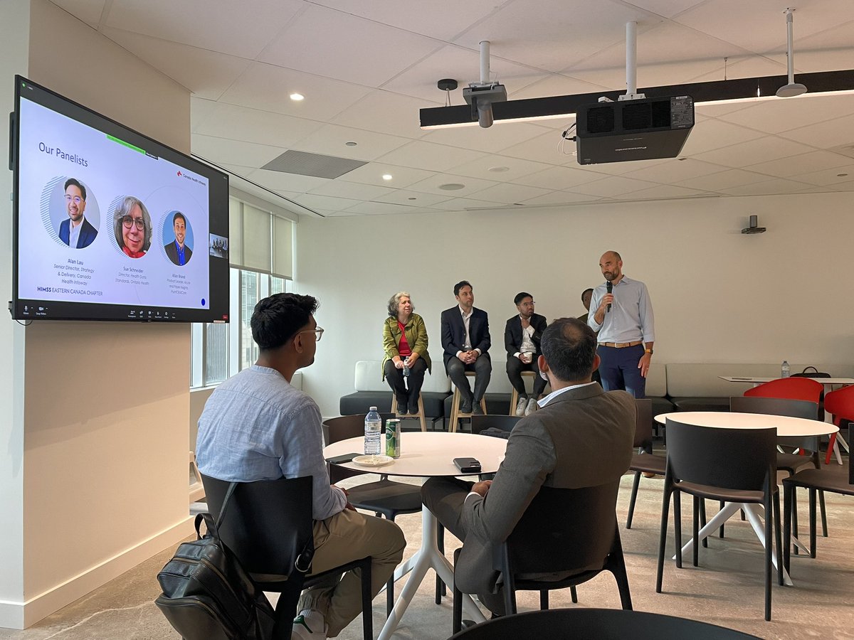 Andriana Lukich (@andrianalukich) on Twitter photo State of Interoperability in Canada panel. Hybrid event hosted by <a href="/HIMSSEastCanada/">HIMSS Eastern Canada Chapter</a> and moderated by <a href="/Moe_Akinyemi/">Morenike Akinyemi</a> with panelists from <a href="/OntarioHealthOH/">Ontario Health</a>, <a href="/Infoway/">Infoway</a> & <a href="/PointClickCare/">PointClickCare</a> State of Interoperability in Canada panel. Hybrid event hosted by <a href="/HIMSSEastCanada/">HIMSS Eastern Canada Chapter</a> and moderated by <a href="/Moe_Akinyemi/">Morenike Akinyemi</a> with panelists from <a href="/OntarioHealthOH/">Ontario Health</a>, <a href="/Infoway/">Infoway</a> & <a href="/PointClickCare/">PointClickCare</a>