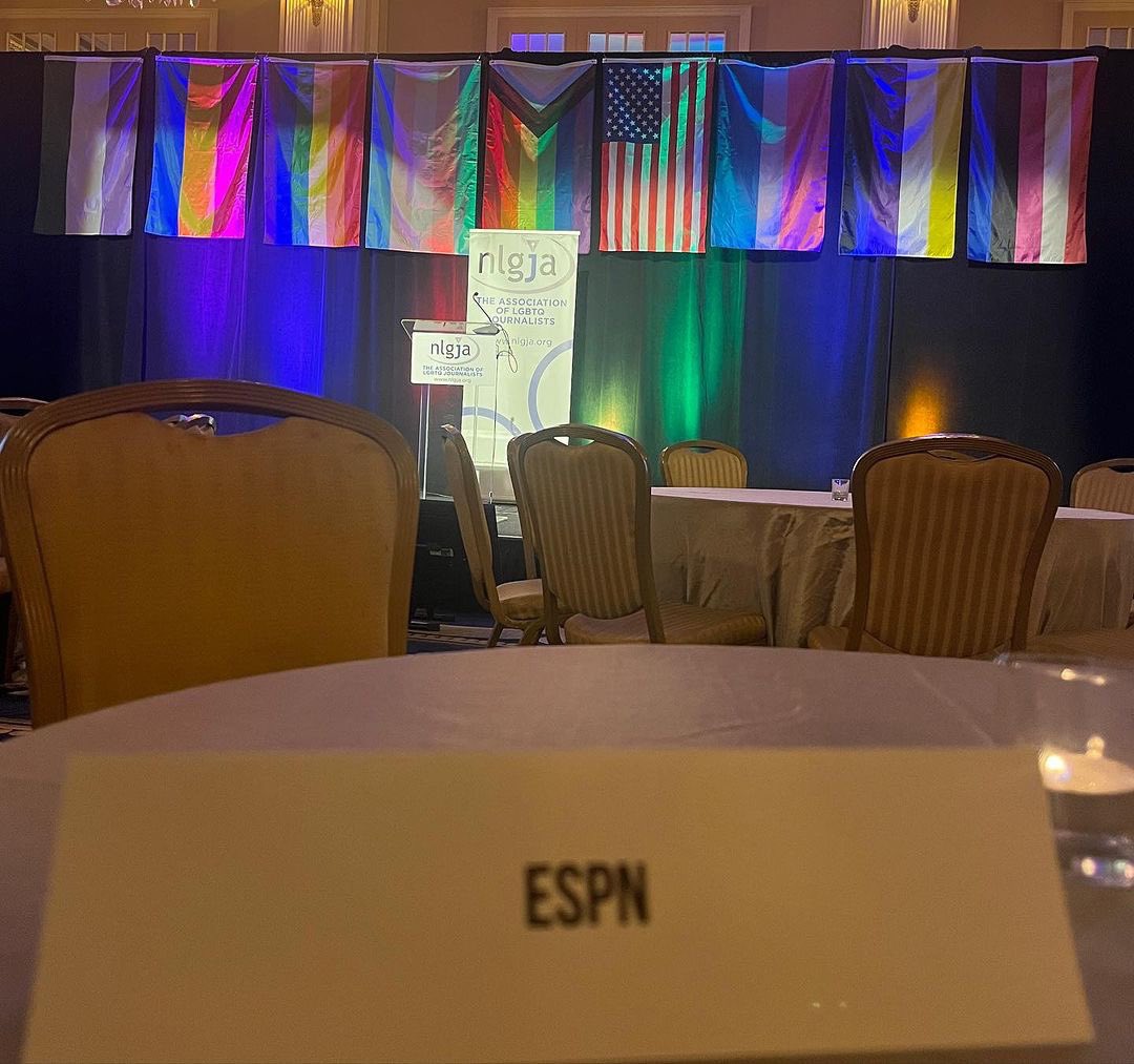 ProudBaseball's tweet image. Our founder #bryanruby speaking on the @espn panel at the @nlgja convention