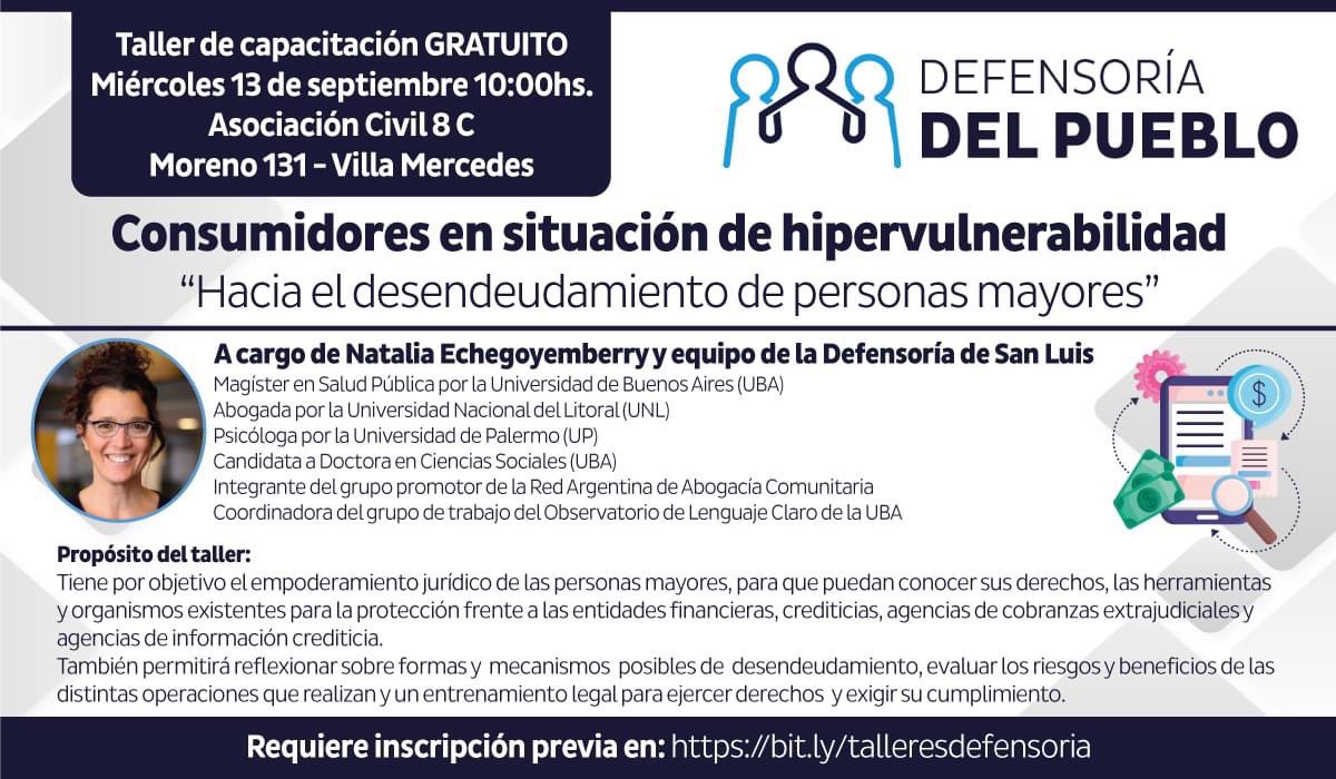 defensorsanluis's tweet photo. CAPACITACIÓN PRESENCIAL GRATUITA
Consumidores en situación de hipervulnerabilidad

📝 Fecha: Miércoles 13/9
📍 Asociación Civil 8C - Moreno 131 - Villa Mercedes
🕕 Horario: 10:00 hs.
📲 Informes e inscripción: https://t.co/AGNoPi3eqL

¡Te esperamos! https://t.co/Te6zFNy9K2