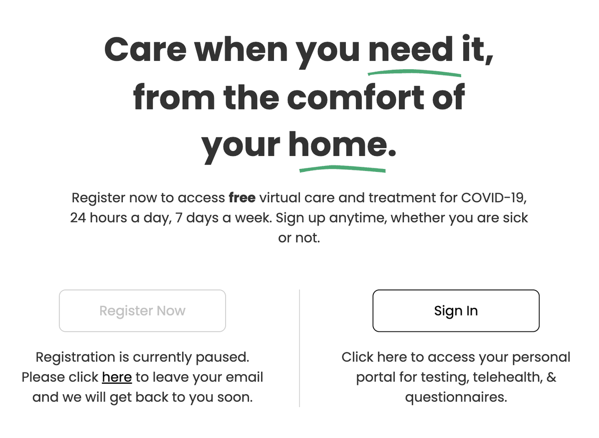 UPDATE: The test2treat.org website is no longer accepting registrations for now due to so many sign-ups. Hopefully they resume soon, but this demonstrates the continued demand for access to COVID resources. The government needs to do more to provide them.