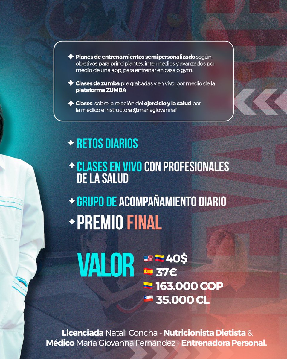 Naticoncha's tweet image. Plan de alimentación antiinflamatorio, menús diarios con alimentos a tu alcance, plan de entrenamiento de fuerza (con o sin implementos), clases de zumba, sesiones educativas con psicólogos, algunas de los beneficios que tendrás en el reto ELEVARTE que inicia este Lunes 18 de Sep