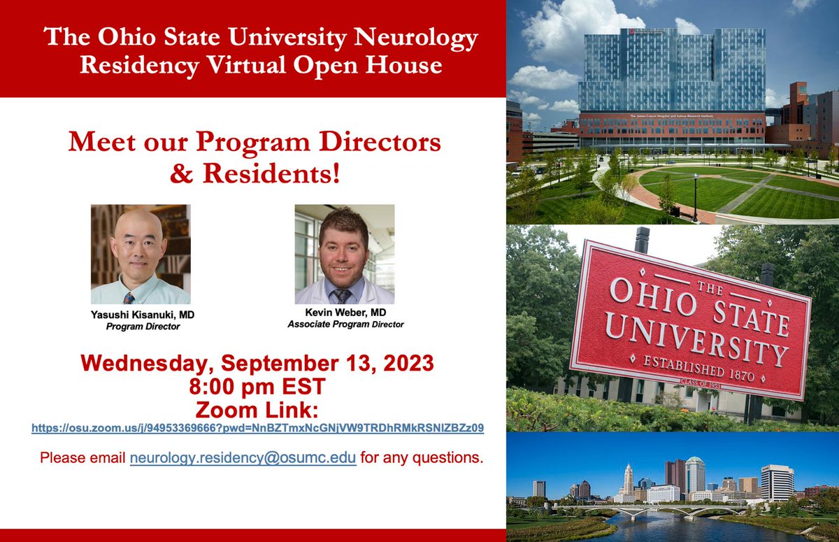 Join our program directors and residents on zoom to learn about our residency program on September 13, 2023 at 8PM EST! Zoom link: osu.zoom.us/1/949533696662…