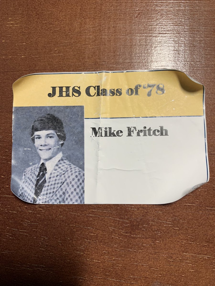Found a few days after our 45th high school reunion! Made it through the washer and dryer cycles. That class of ‘78 is very resilient! Much like that polyester jacket I’m wearing!