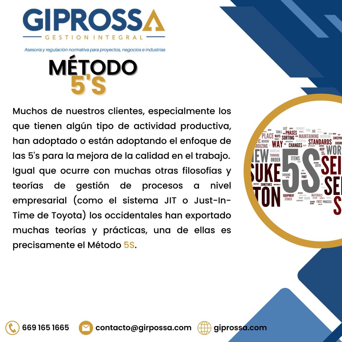 giprossa's tweet photo. El método #5s es un concepto aplicado a la gestión y administración del puesto de trabajo, conduce a un proceso de mejora continua y consigue mejorar la productividad, competitividad y calidad de las empresas. #IntegralmenteContigo 👷🏼 https://t.co/YOYb6oDZtg