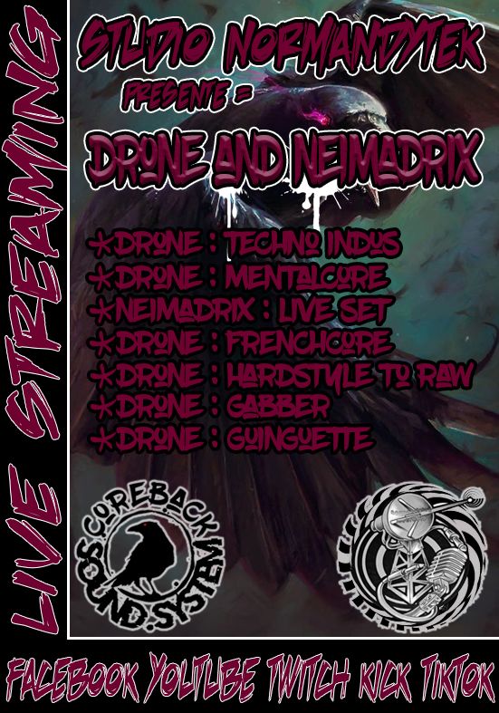 normandytek's tweet photo. 💥En lieu et place du programme proposer pour le 13 septembre  . Voici notre proposition 

☻💀LA NUIT NOIRE☠☻

❌DRONE "COREBACK" NEIMADRIX❌
DJ SET - LIVE-SET 
💀💀💀💀💀💀💀💀💀💀
PARTAGER UN MAX
☠☠☠☠☠☠ https://t.co/F6oiGWV2Ug