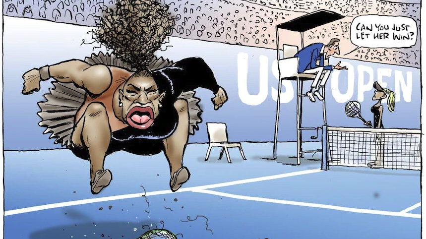jeraeve's tweet photo. Mark Knight lui a fait cette caricature raciste pour moins que ça https://t.co/cC00PjkBAN