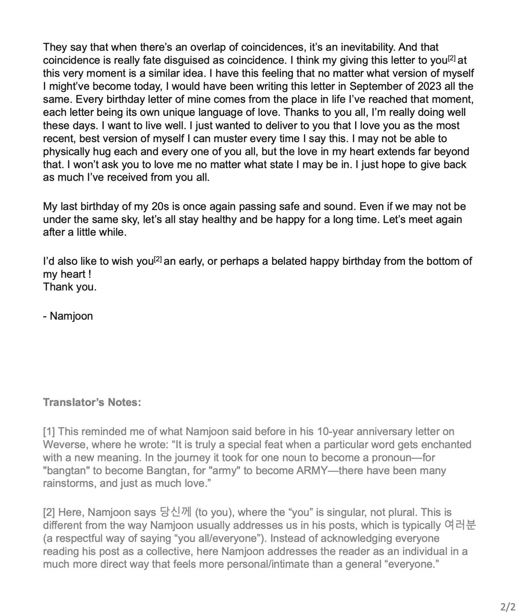 2023.09.12

Namjoon’s letter on Weverse — English translation 🐨💜

🖇️ seoulocello.notion.site/230912-Namjoon…
