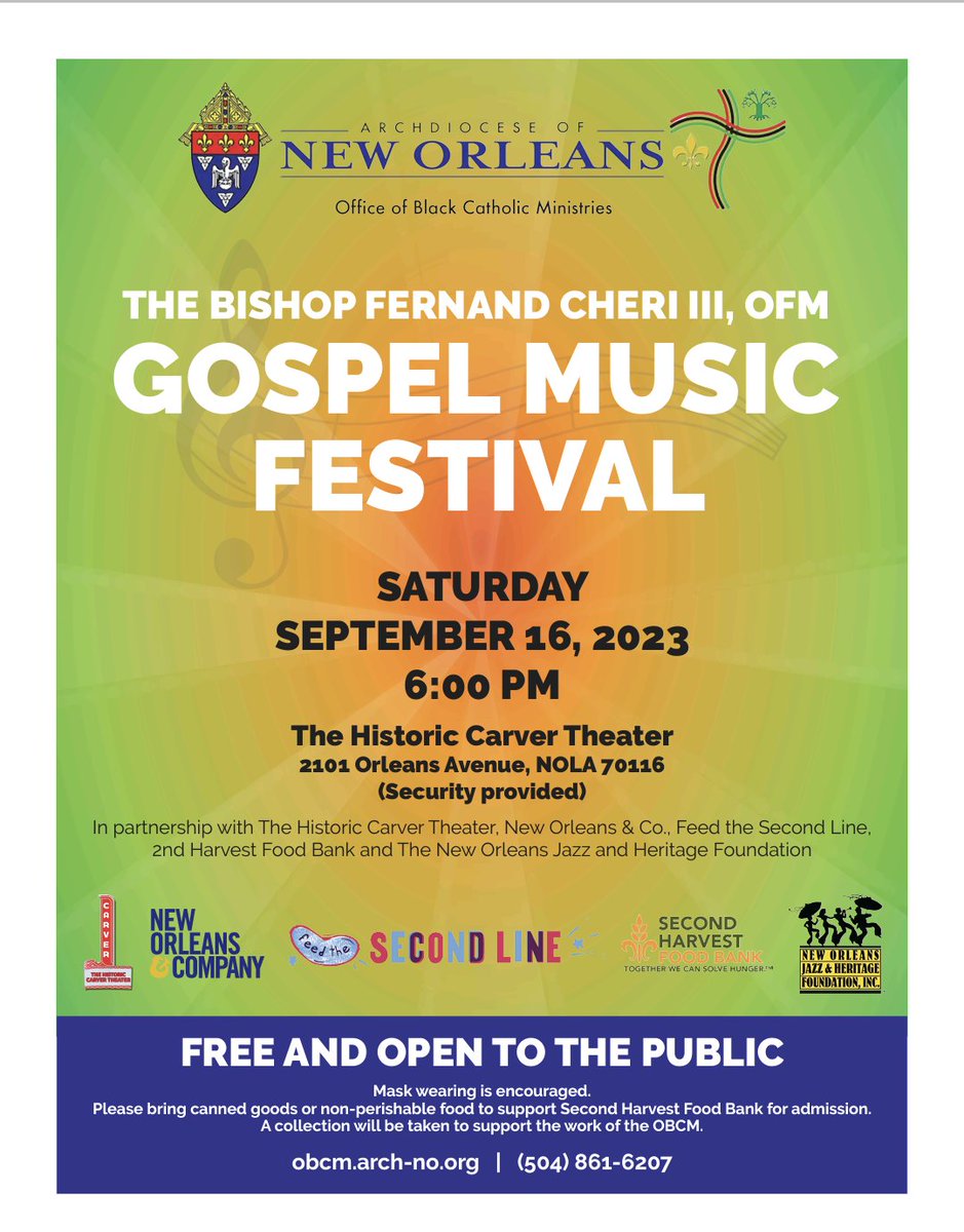 #SpreadtheWord: Join us for an uplifting and soul-reviving experience this Saturday at Gospel Fest! 

Bring your family, friends, and your heart filled with love. Admission is as simple as bringing a canned good and/or non-perishable food item to help those in need.