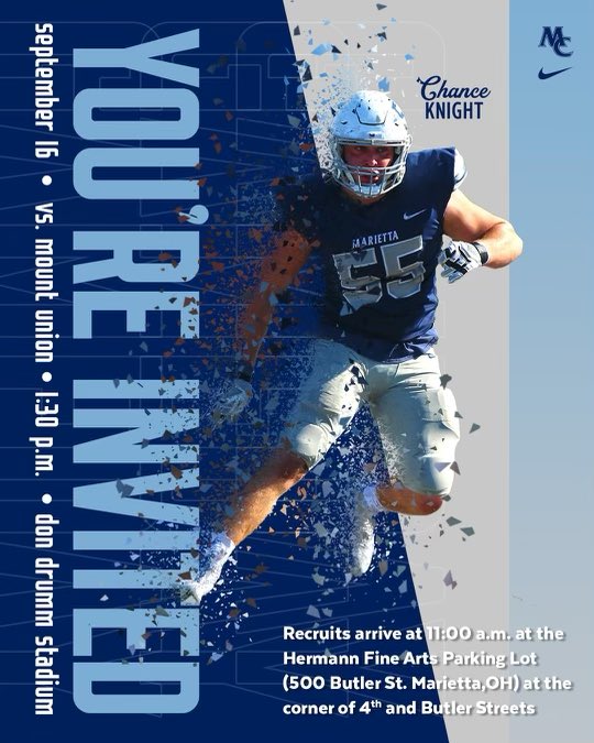 Brayden Kirby (@brayden49908579) on Twitter photo Thank you to <a href="/Marietta_FB/">Marietta College Football</a> and <a href="/CoachGeiger_/">Coach TG</a> for the invite to this Saturday’s game!!
#FIGHT
<a href="/FortCherryFB/">#TheFort</a>
<a href="/TannerGarry3/">Tanner Garry</a> Thank you to <a href="/Marietta_FB/">Marietta College Football</a> and <a href="/CoachGeiger_/">Coach TG</a> for the invite to this Saturday’s game!!
#FIGHT
<a href="/FortCherryFB/">#TheFort</a>
<a href="/TannerGarry3/">Tanner Garry</a>