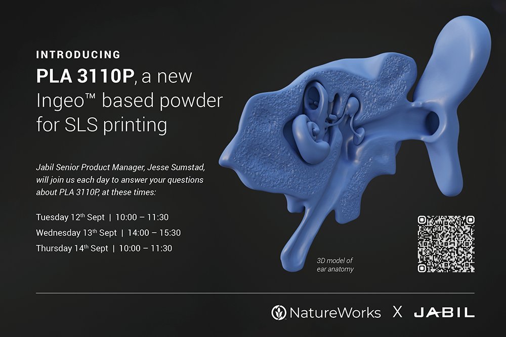 natureworks's tweet image. The first ever PLA SLS powder, PLA 3110P, from our collaboration with @Jabil, will be on display at our #TCTAsia booth. Stop by to chat with Jesse Sumstad and learn more during the times below. natureworksllc.com/about-naturewo… #3dprinting #Ingeo #PLA #prototypes