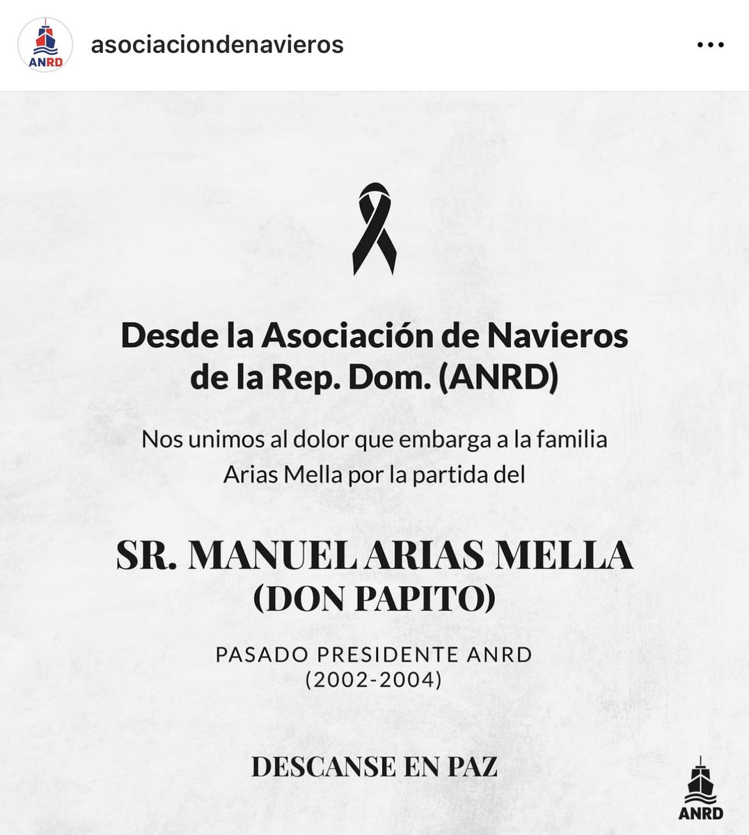AnibalPina's tweet photo. Don Papito Mella un gladiador del sector marítimo y portuario de la RD!  Nunca estuvo ausente de las luchas-conquistas del conglomerado naviero. Descansa en Paz! ⁦@AGEPORT_SAS⁩ ⁦@navierosrd⁩ ⁦@ctolentinob⁩ ⁦@Jochimella1⁩ https://t.co/MVQez56IkN