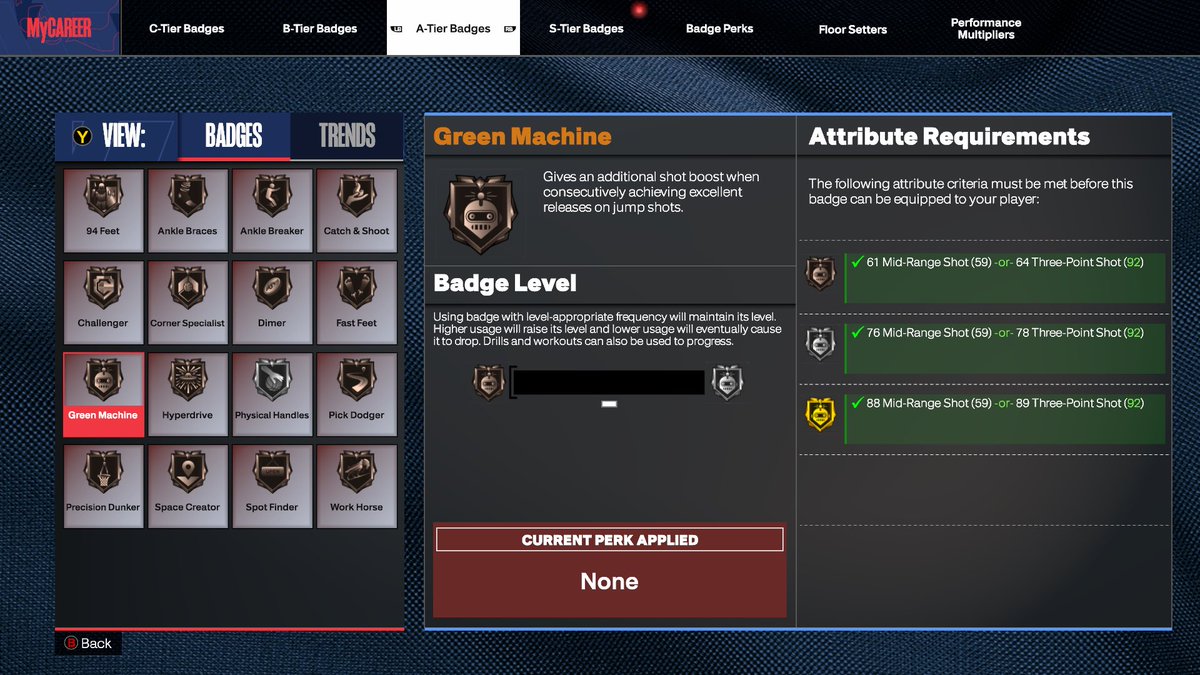 aTsDieselTV's tweet photo. I have numerous badges that I have not gotten any progression on because it says badge is not applied. Yet I have those categories maxed. ⁦@Beluba⁩ @NBA2K⁩ it’s like that on my ps5 and xbox accounts #XboxShare https://t.co/bqWmw6kAhe