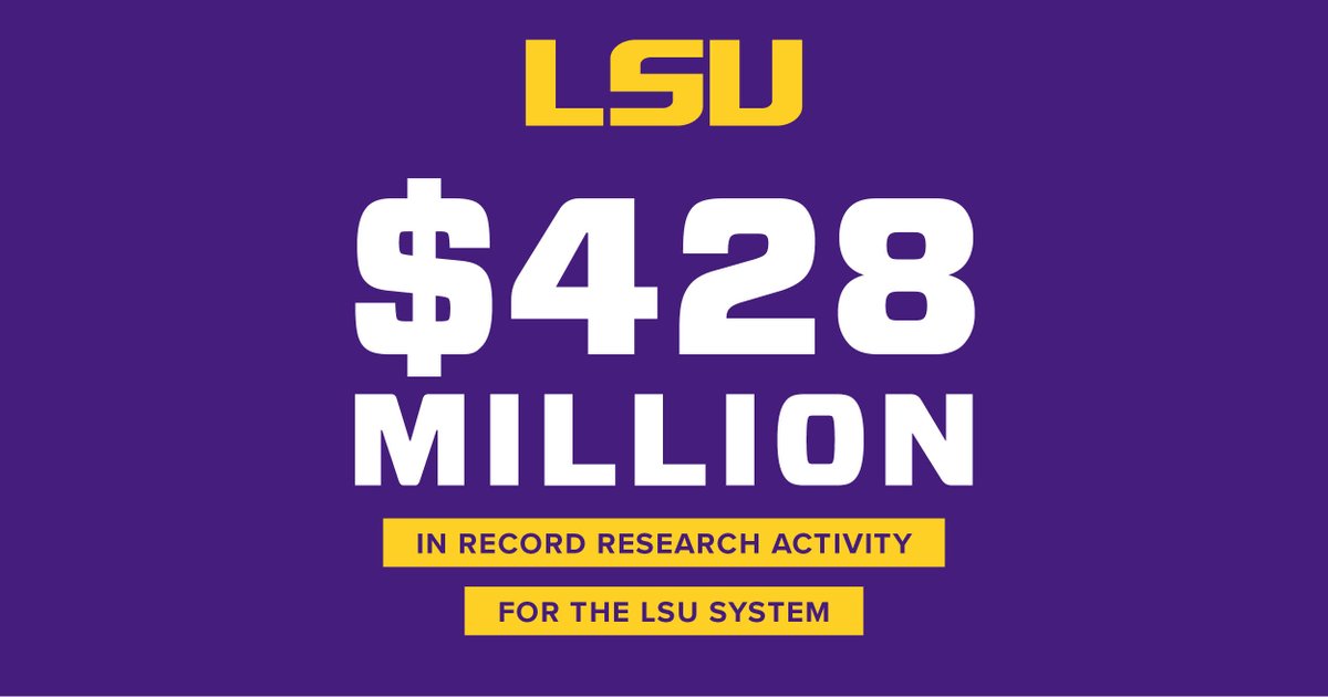 A record $428 million in research activity with an estimated $1.2 billion in economic impact on Louisiana. Our work never stops. 🔗 lsu.edu/mediacenter/ne… #ScholarshipFirst