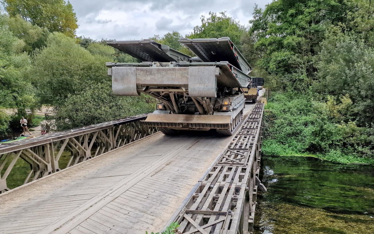 ArmouredSapper's tweet photo. T3 is out the door for Ex IRON TITAN. π¦Ύ
Titan AVLB, Trojan AVRE, and Terrier AET crossing the River Avon on Salisbury Plain.
@thinkdefence may be pleased to see a bridge, on a bridge, on a bridge. π
πΈ Mick Holland (FB)
#ArmouredSappers #ArmouredEngineers #LiveMoveFight #T3 https://t.co/EtkYLUlJ7A