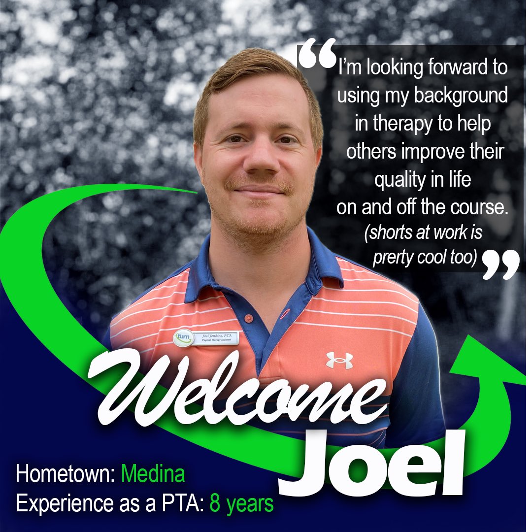 JoinTheTurn's tweet photo. We’d like to welcome the newest member of The Turn staff, Licensed Physical Therapy Assistant, Joel Jenkins. Joel will be helping us out in the afternoons, so look for a few more fitness offerings in the future! #changingcourseimprovinglife #adaptivesports #golffitness https://t.co/9Y6G5tzqAV