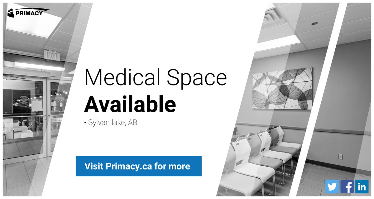Primacy_Mgmt's tweet image. Primacy has turn-key medical clinic space available now in Sylvan lake, Alberta!

To speak to one of our Physician Recruiters:

WEB: hubs.li/Q021R6TY0
EMAIL: recruiter@primacy.ca
CALL: (613)-266-0154

#Primacy #medicalspace #clinic