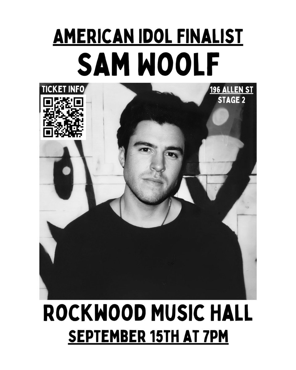 l'Il be headlining @RockwoodNYC Stage 2 on Friday, Sept 15th at 7pm. If you're in the city and wanna check out some live music, would love to see ya there. seetickets.us/event/Sam-Wool…