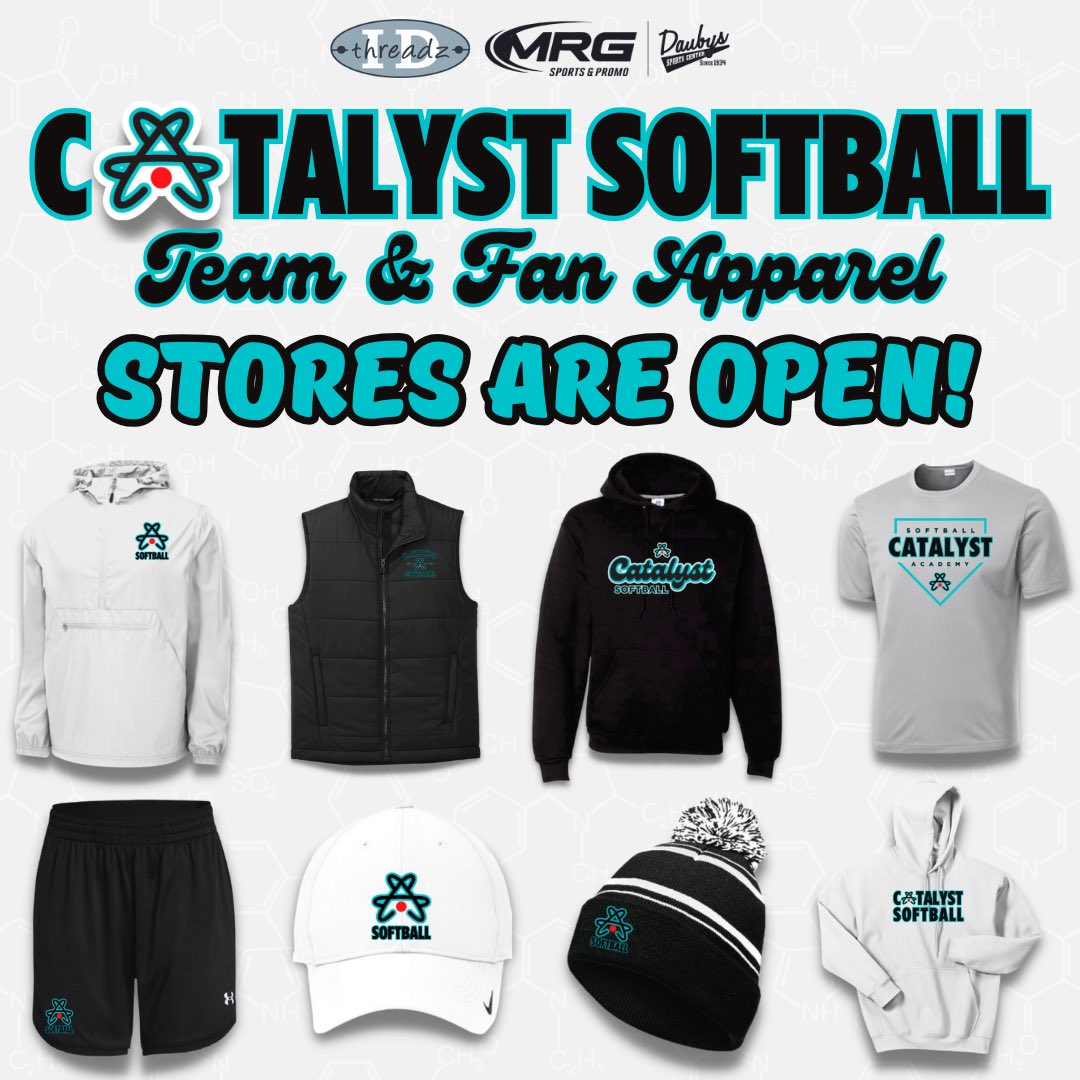 CatalystSB_'s tweet photo. CATALYST TEAM / FAN APPAREL DROP! 👀🧬

Get your gear before the stores close on Friday, 9/15 at 11:59 PM ⬇️

Team Store 🔗’s:
➡️Daubys: https://t.co/wCug6kuTw3
➡️ID threadz: https://t.co/bVGoMSbUfJ

#ApparelDrop | #CatalystSoftball https://t.co/ILsW3ijgG8