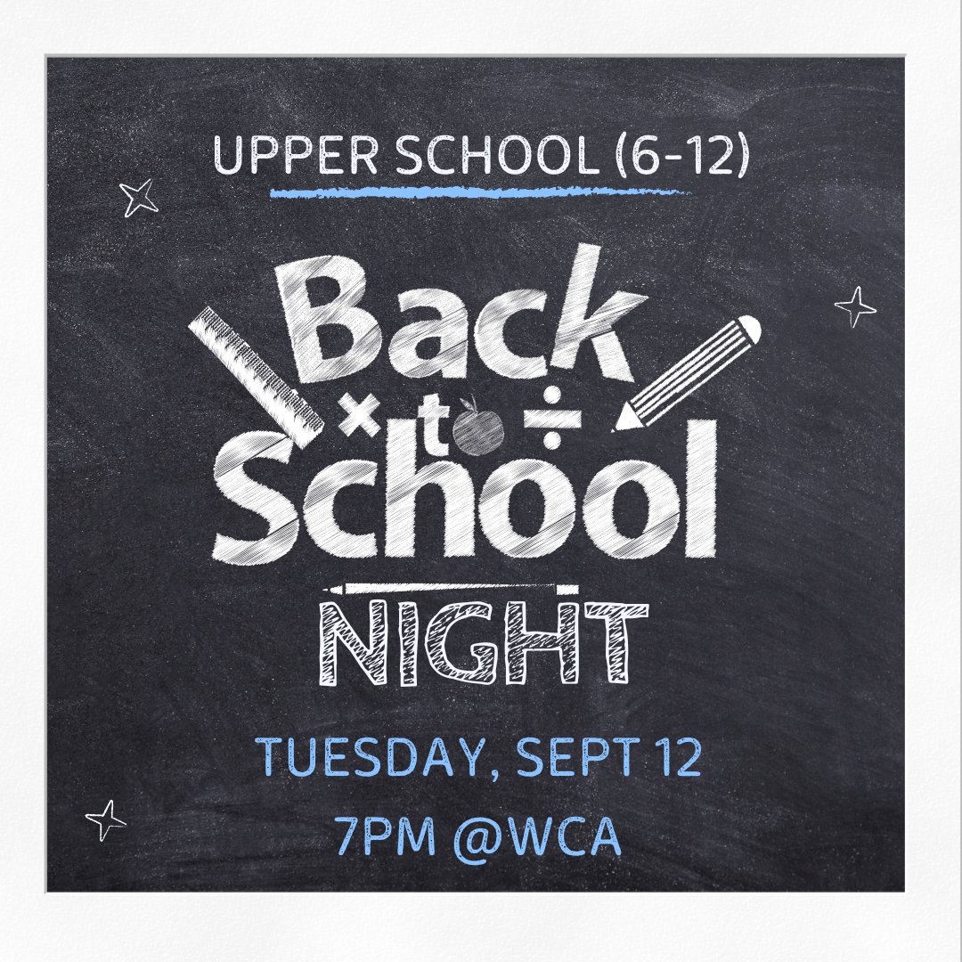 Attention parents of 6-12th graders! Back to School Night is tomorrow, September 12th at 7pm. Please note that this is a parent only event. We strongly encourage you to attend to hear from your child's teachers, get a glimpse at their schedule and learn what to expect this year.