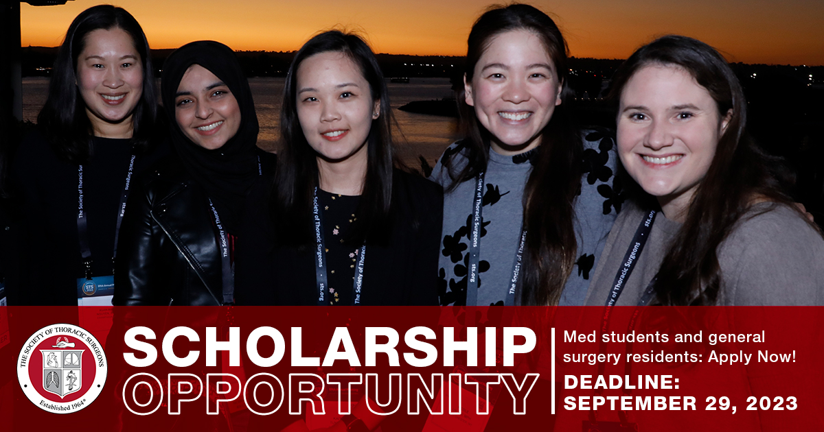 Interested in becoming a cardiothoracic surgeon? Apply for an STS Looking to the Future Scholarship for gen'l surg residents &amp; med students. Recipients will attend #STS2024, work with a mentor, and explore the specialty up close. Deadline: Sept. 29, 2023. bit.ly/LTTF2024