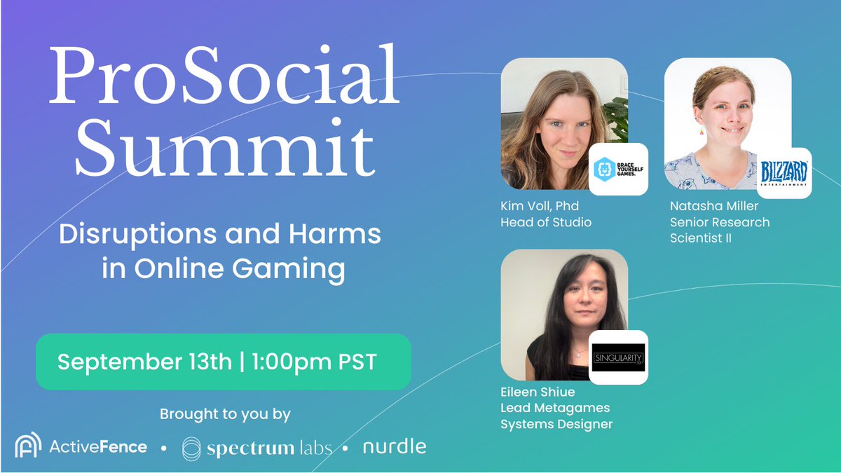 Going to the Prosocial Summit Wednesday, Sept 13th? Check out this gaming focused panel featuring some of our Fair Play Alliance members.