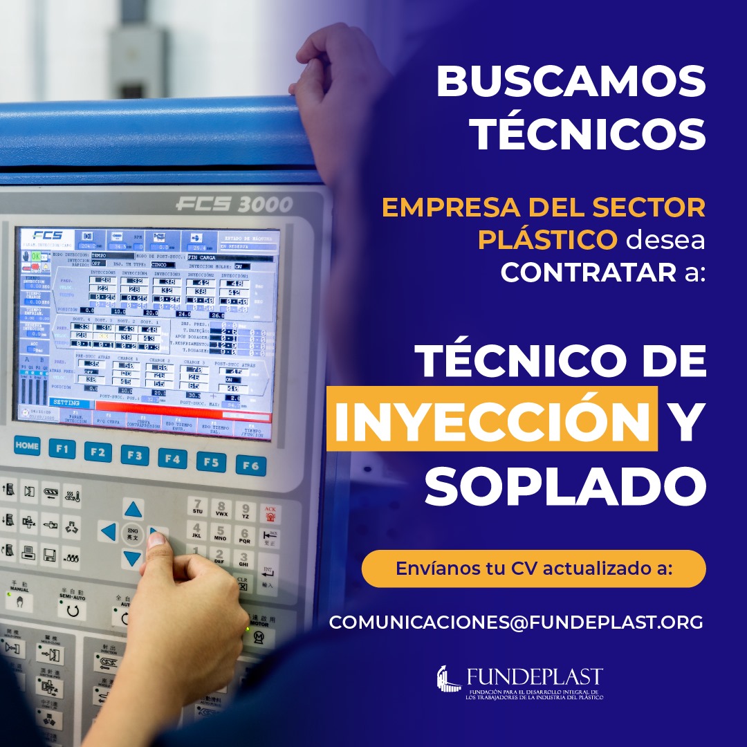 ⚠️Gran Oportunidad Laboral ⚠️
Empresa del sector del plástico desea contratar
Técnicos de Inyección y Soplado

📩 Envíanos tu CV actualizado al correo
comunicaciones@fundeplast.org
Escríbenos también a nuestro WhatsApp al 7600-9350 📱
📣No dejes pasar esta gran oportunidad 📣
