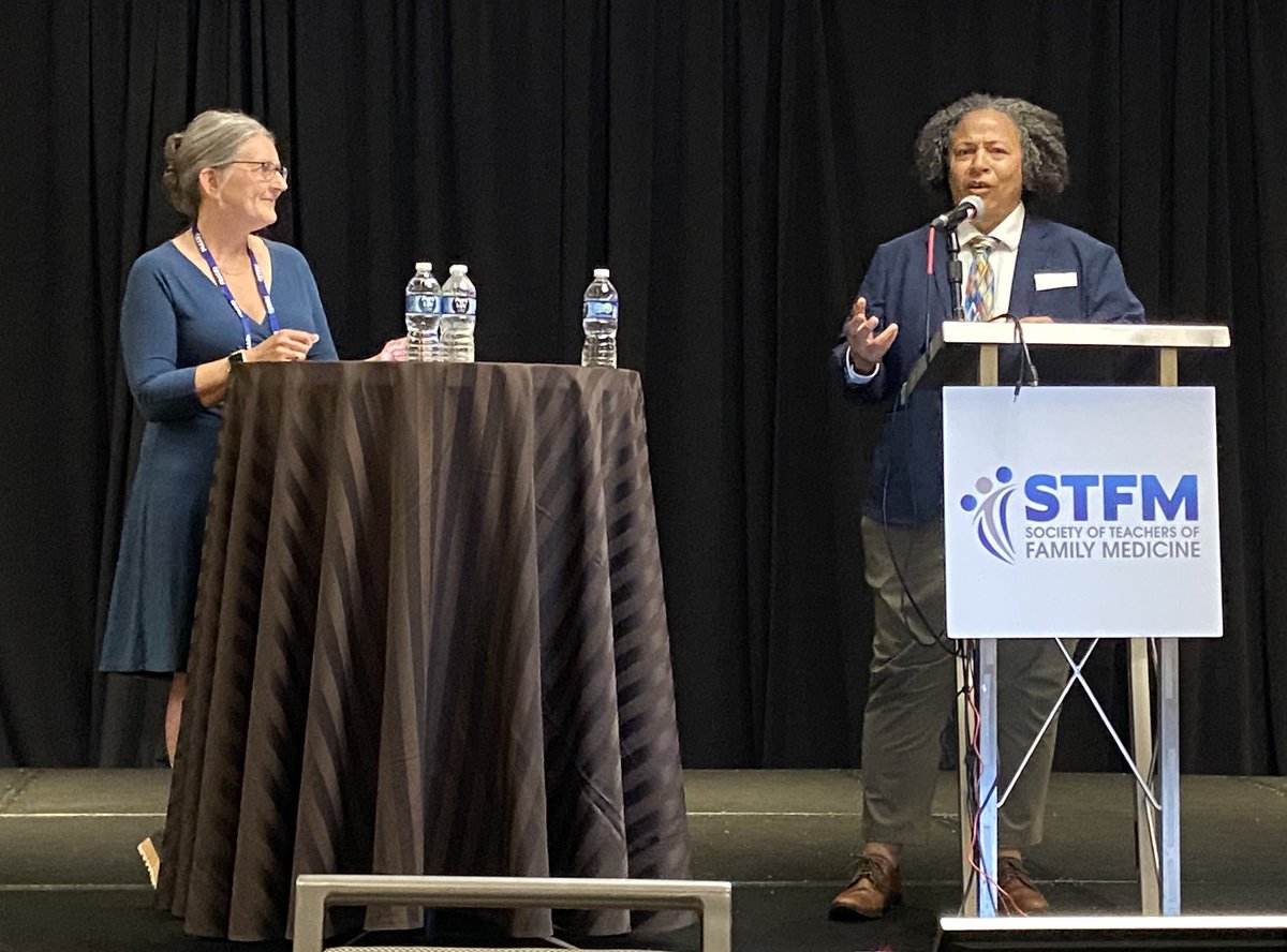 payamsazegar's tweet photo. Happening now: @STFM_FM president @reneecrichlowMD and #CPQI23 conference chair Dr Alicia Jacobs opening our annual conference on #qualityimprovement and #practiceimprovement. #stfm #teachandtransform #familymedicine https://t.co/Q8AbteA4WM