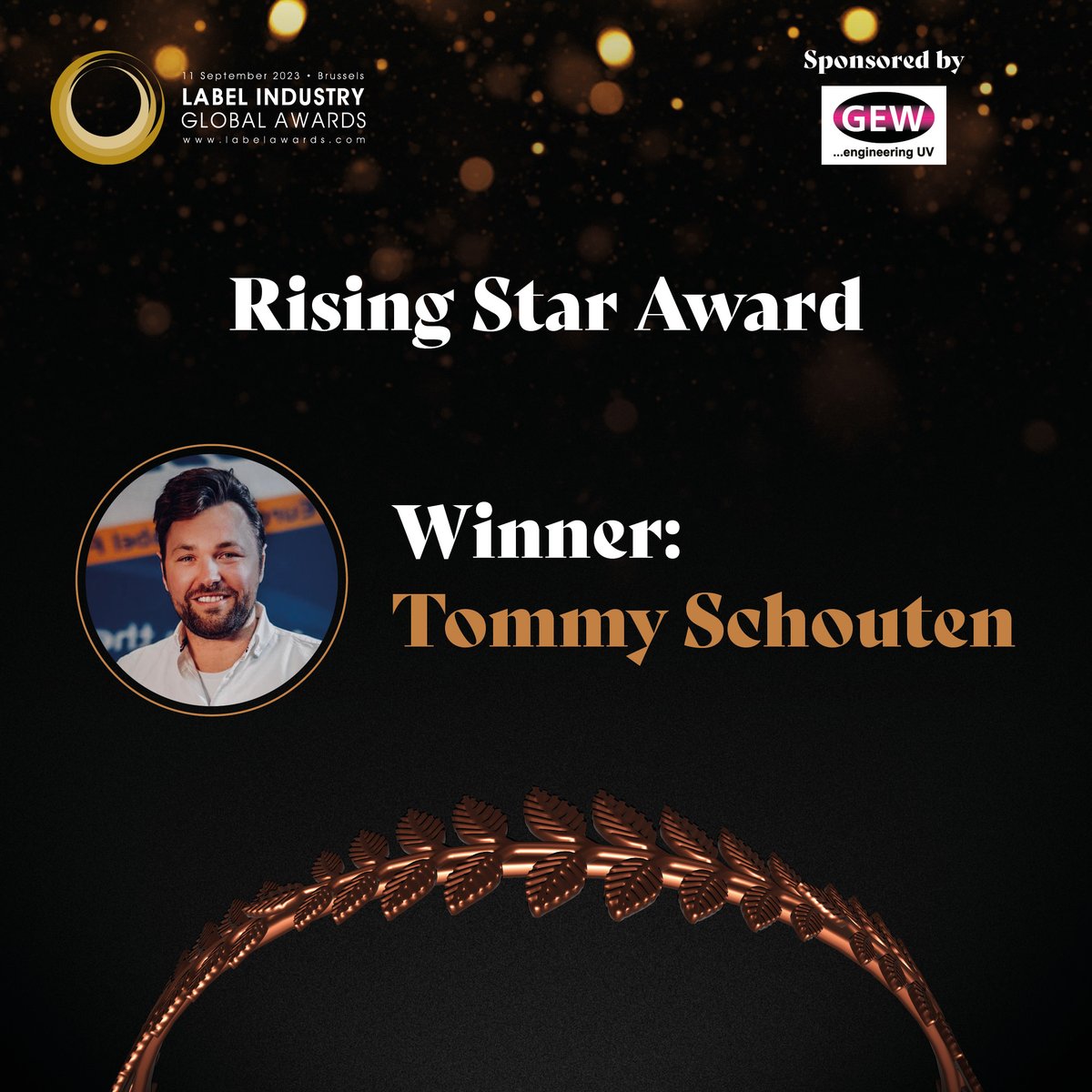 Congratulations to @geostickbv's Tommy Schouten for winning the Rising Star Award!

Thank you to runners-up Baker Brothers for your ever-evolving talent and leadership within the industry. 

#Labels #Packaging #Printing #LabelAwards2023 #LabelexpoEurope2023
