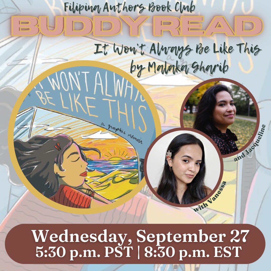 Get ready for our next buddy read! Organizers Jacqueline and Vanessa will be talking about @MalakaGharib’s latest graphic memoir, “It Won’t Always Be Like This.” 😍 Mark your calendars for Wednesday, Sept. 27! We can’t wait 😊