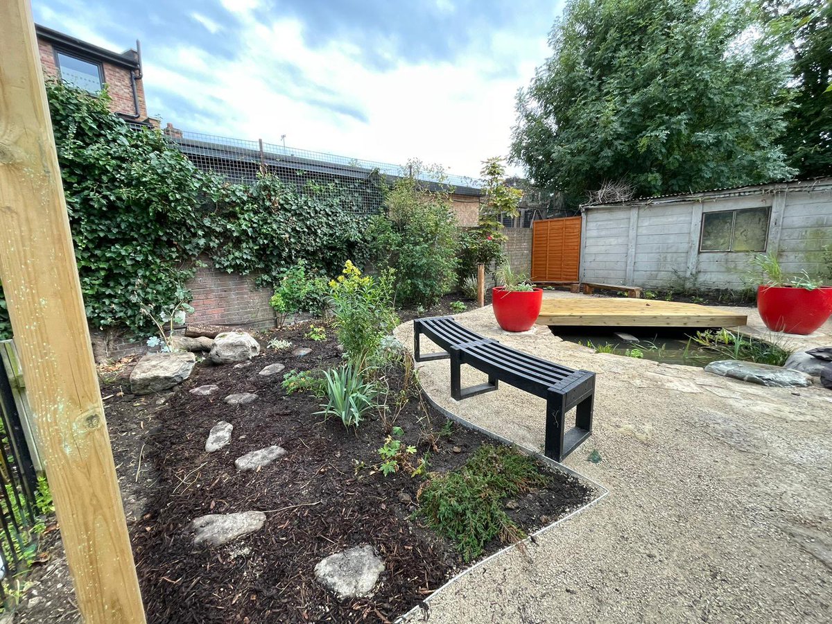ChristChurchSW2's tweet image. Our refurbished pond area looks amazing! The new planting will create a sensory space for us to enjoy. It opens out onto our willow spiral and outdoor classroom. Thank you @sproutupgarden we love it! #pond #outdoorlearning