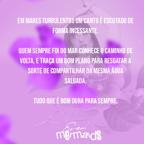 FMermaids_'s tweet photo. ✨💜— 𝗘𝘃𝗲𝗿 𝗠𝗲𝗿𝗺𝗮𝗶𝗱𝘀

Quem é do fundo do mar não esquece das tuas origens, tem sangue salgado correndo em suas veias. Vive uma luta todos os dias para ser, pertencer e permanecer na doce vida de uma sereia.

𝗩𝗔𝗚𝗔𝗦 𝗔𝗕𝗘𝗥𝗧𝗔𝗦 - Dê 💜para garantir a sua vaga https://t.co/kkS9f2ua1Z