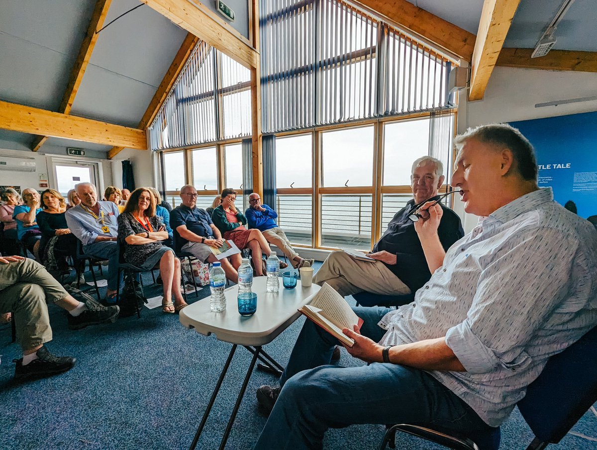 islaybookfest's tweet photo. Alan Warner discussing his new book Nothing Left to Fear From Hell, in which he reimagines Bonnie Prince Charlie’s famous Hebridean escape. Chaired by author and documentary-maker Les Wilson. #IBF2023 

#alanwarner #nothinglefttofearfromhell https://t.co/mwPyF8hXbT