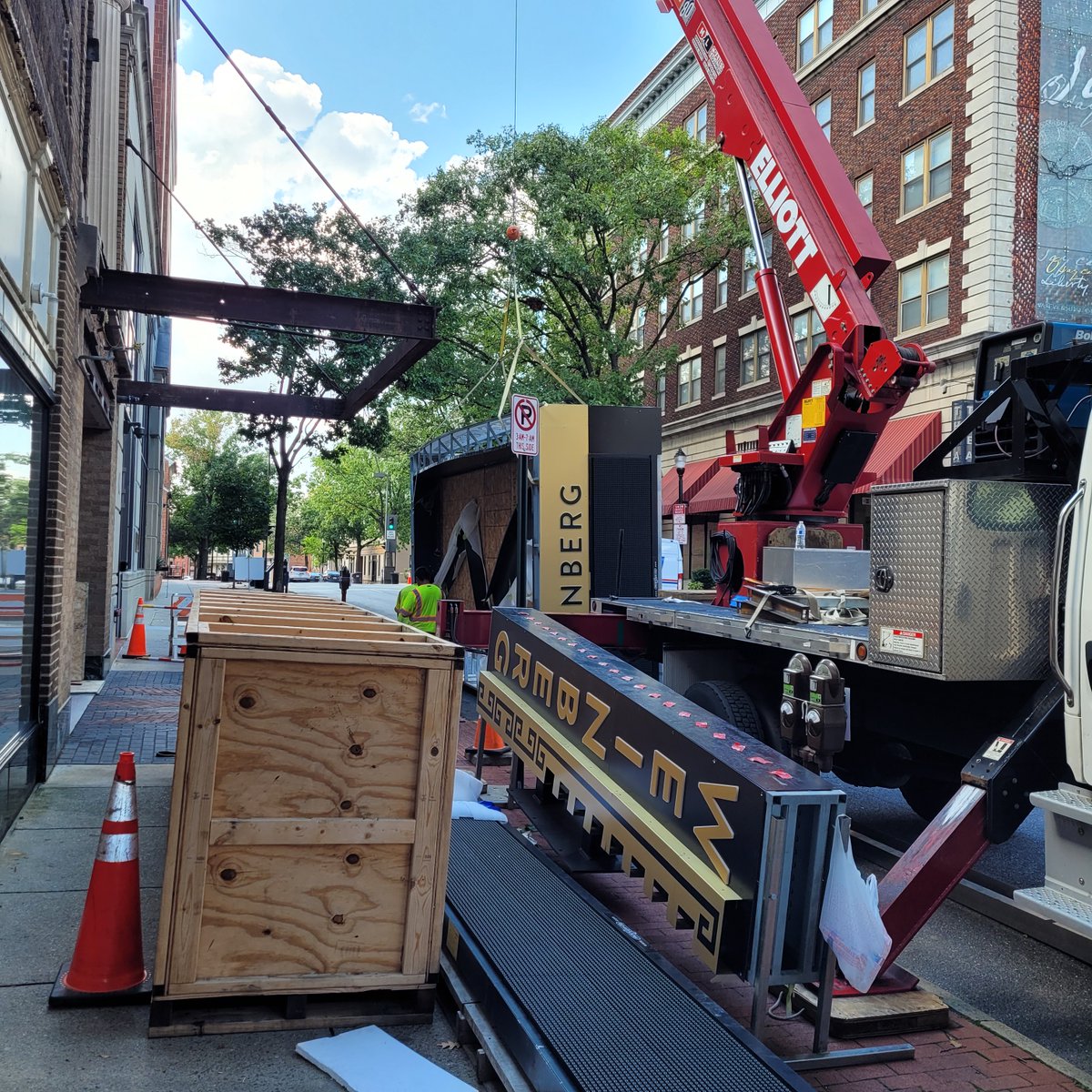 Our new marquee is finally here and being installed this week! Unfortunately that means the box office will be closed for walk-up traffic but they are available by phone if needed or you can book directly through our website at weinbergcenter.org #weinbergmarquee