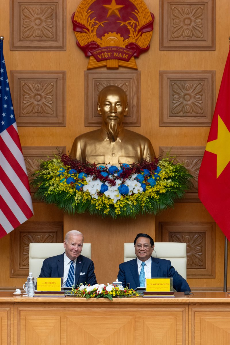 It was great sitting down with Prime Minister Phạm Minh Chính of Vietnam in Hanoi.

Between our U.S.–Vietnam Comprehensive Strategic Partnership and our new Semiconductor Partnership, the future we’re writing together will be strong.