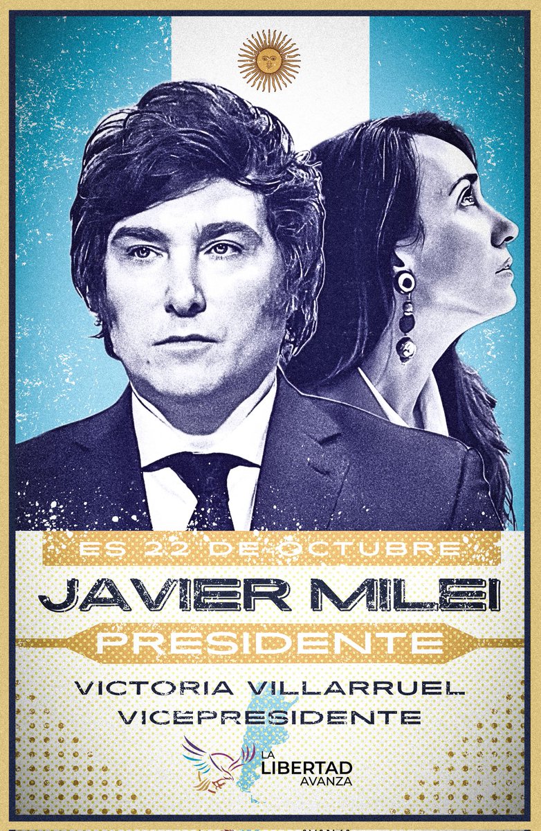LA ÚNICA SOLUCIÓN

JAVIER MILEI PRESIDENTE
VICTORIA VILLARRUEL VICEPRESIDENTE

#Mondino #Espert #Massa #LaLibertadAvanza #libertarios #libertad #11septembre <a href="/JMilei/">Javier Milei</a> <a href="/VickyVillarruel/">Victoria Villarruel</a> <a href="/Santiago_Oria/">Santiago Oría</a> <a href="/agustinromm/">Agustín Romo</a> <a href="/DianaMondino/">Diana Mondino</a> <a href="/RAMIROMARRA/">Ramiro Marra</a>