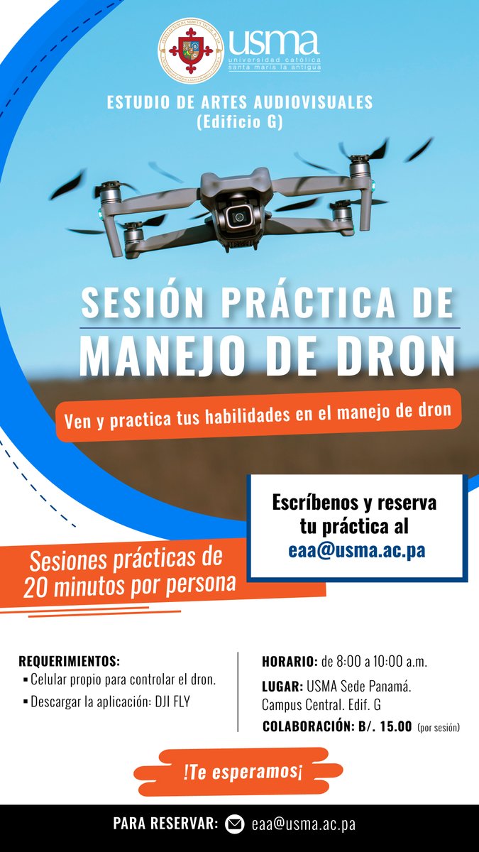 USMApanama's tweet image. 🎥 Práctica de manejo de dron 🕹️

#EAAUSMA #COSOSUSMA #dron