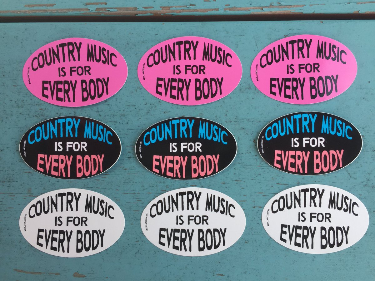 Trans Flag, B/W, and Pink/Black version of the Country Music Is For  Every Body sticker up on the bigcartel now.  $2.50 from every sticker  will be donated to a trans rights charity.

dollarcountry.bigcartel.com/product/countr…