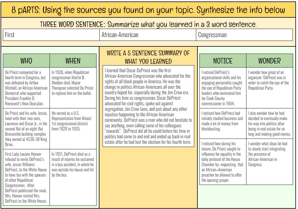scottmpetri's tweet photo. Using #8pARTS helps me provide an authentic audience for project-based learning. What #EduProtocols do you use to hold students accountable for learning content from each other? https://t.co/vhOvjwn2CK #sschat #engsschat @moler3031 @kyteacher @JustinUnruh16 https://t.co/qZ9uDrnRP1