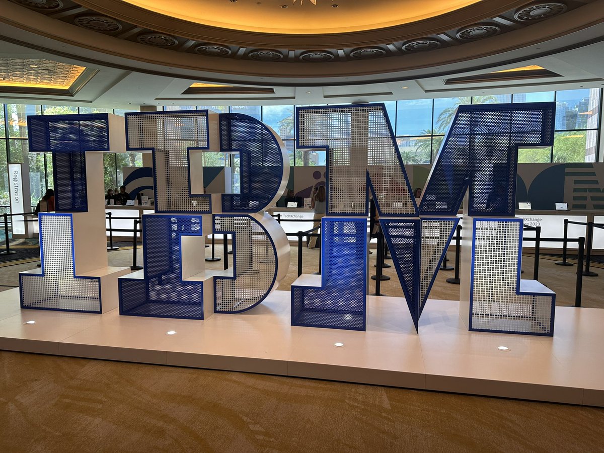 Radu43's tweet image. Probably the most photographed installation at #techxchange Just helped an IBM partner take a group photo.