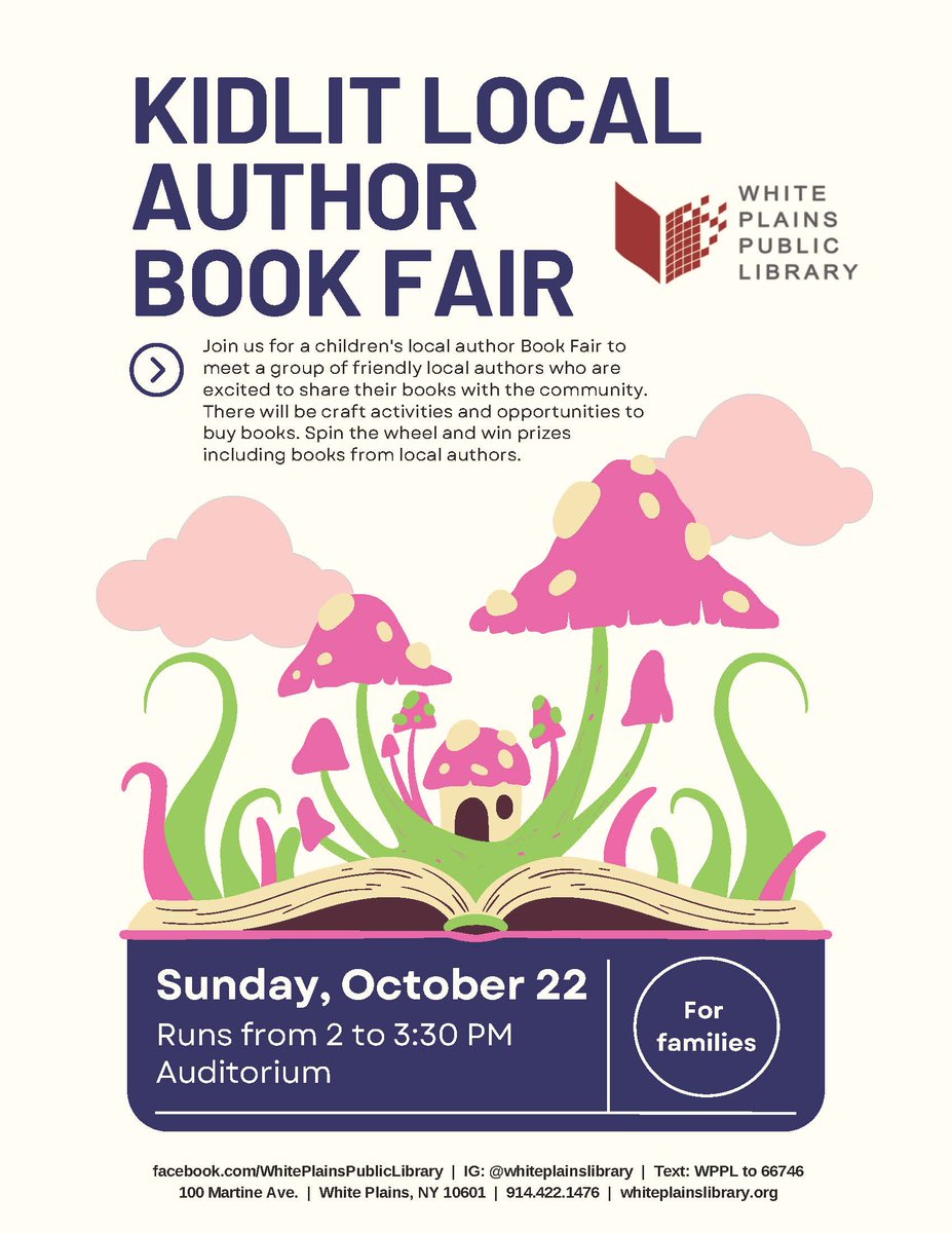 Joshua J. Carlson (@carlson_joshuaj) on Twitter photo SAVE THE DATE!
"#KidLit #LocalAuthors #BookFair" at <a href="/WhitePlainsLib/">White Plains Library</a> 2-330pm Sun 10/22!
<a href="/WPTApresidents/">WPTA</a> <a href="/wplainsschools/">White Plains Schools</a> <a href="/DrJosephRicca/">WPCSDSuper</a> <a href="/GWlibraryWP/">GW Library White Plains</a> <a href="/mas_library/">MAS Library WP</a> <a href="/RidgewayLMC/">Ridgeway Library</a> <a href="/ChurchStLibrary/">Church Street School Library</a> <a href="/PRlibrarylady/">Post Road Library Media Center</a> <a href="/postroadschool/">Post Road School</a> <a href="/GWElem_WP/">GW Elem School</a> <a href="/MAS_WP/">MAS Elem School</a> <a href="/Ridgeway_WP/">Ridgeway Elementary</a> <a href="/ChurchStreet_WP/">ChurchStreet_WP</a> SAVE THE DATE!
"#KidLit #LocalAuthors #BookFair" at <a href="/WhitePlainsLib/">White Plains Library</a> 2-330pm Sun 10/22!
<a href="/WPTApresidents/">WPTA</a> <a href="/wplainsschools/">White Plains Schools</a> <a href="/DrJosephRicca/">WPCSDSuper</a> <a href="/GWlibraryWP/">GW Library White Plains</a> <a href="/mas_library/">MAS Library WP</a> <a href="/RidgewayLMC/">Ridgeway Library</a> <a href="/ChurchStLibrary/">Church Street School Library</a> <a href="/PRlibrarylady/">Post Road Library Media Center</a> <a href="/postroadschool/">Post Road School</a> <a href="/GWElem_WP/">GW Elem School</a> <a href="/MAS_WP/">MAS Elem School</a> <a href="/Ridgeway_WP/">Ridgeway Elementary</a> <a href="/ChurchStreet_WP/">ChurchStreet_WP</a>
