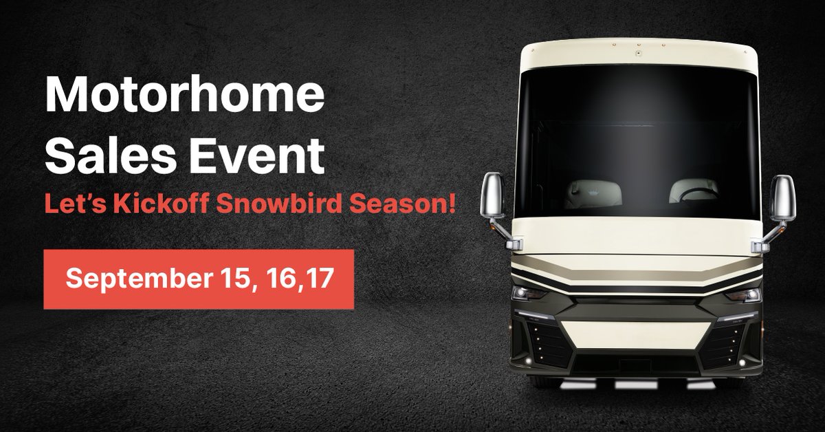 BucarsRV's tweet photo. Elevate your trip to the south in search of warmer weather with a touch of luxury by exploring our Class A, Class B, Class C and Diesel motorhomes at Bucars RV Centre during our Motorhome Sale Event on September 15, 16 &amp; 17! 

👉 Find out more at https://t.co/0IuTHmhBfc https://t.co/PsFrXW4jHs
